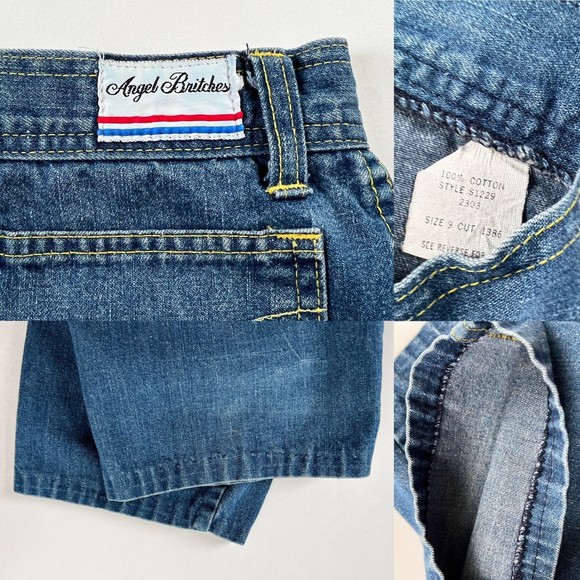 VTG 1980s Angel Britches Blue Cotton Denim High Rise Slim Straight Leg Jeans W25 - Picture 8 of 10
